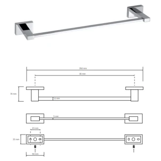Håndklædestang <strong>Alouette</strong>  Krom Blank 30 cm