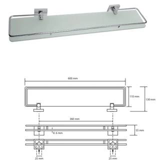 Badeværelse Hylde <strong>Edris</strong>  Krom Blank 60 cm