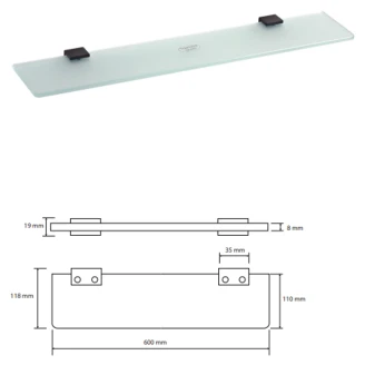 Badeværelse Hylde <strong>Cavelle</strong>  Sort Mat 60 cm