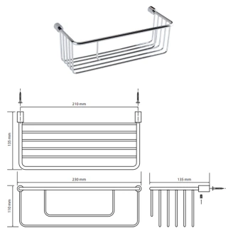 Badeværelse Hylde <strong>Line</strong>  Krom Blank 21 cm