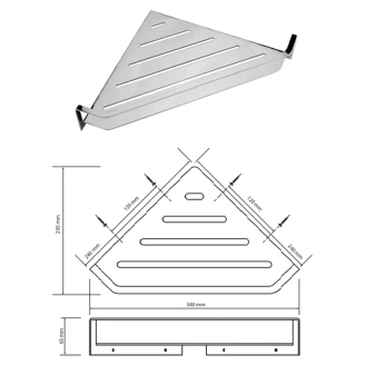 Hjørnebadeværelseshylde <strong>Line</strong>  Krom Blank 34 cm