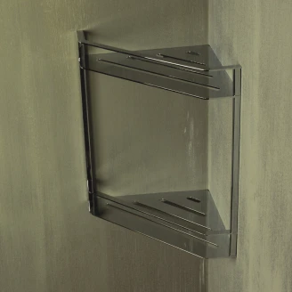 Dobbelte Hjørnebadeværelseshylde <strong>Line</strong>  Krom Blank 34 cm