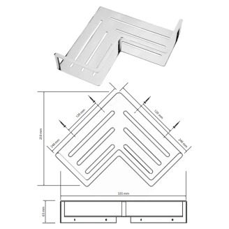 Hjørnebadeværelseshylde <strong>Line</strong>  Krom Blank 34 cm
