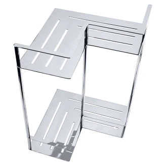 Dobbelte Hjørnebadeværelseshylde <strong>Line</strong>  Krom Blank 36 cm