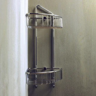 Dobbelte Hjørnebadeværelseshylde <strong>Line</strong>  Krom Blank 22 cm