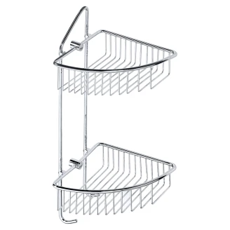 Dobbelte Hjørnebadeværelseshylde <strong>Line</strong>  Krom Blank 22 cm