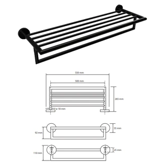 Håndklædeholder med Stang <strong>Ektorp</strong>  Sort Mat 50 cm
