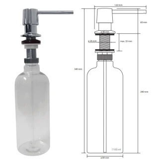 Integreret Opvaskemiddeldispenser Krom Blank 1100 ml