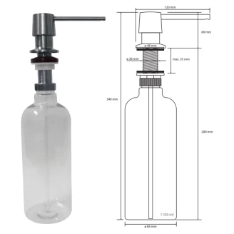 Integreret Opvaskemiddeldispenser Krom Blank 1100 ml