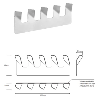 Knagterække med 5 Knager <strong>Belro</strong>  Krom Mat