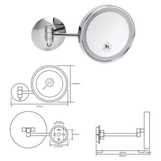 Makeup-Spejl med LED-belysning <strong>Elega</strong>  Krom Blank 20 cm
