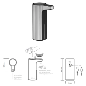 Automatisk Sæbedispenser Krom Mat 250 ml