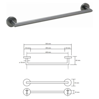 Håndklædestang <strong>Oslo</strong>  Grafit Mat 45 cm