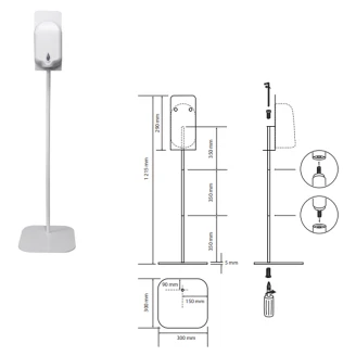 Automatisk Desinfektionsdispenser med Stativ Hvid Mat 1100 ml