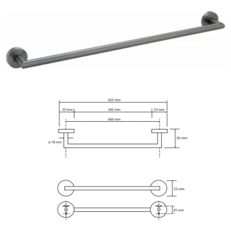 Håndklædestang <strong>Oslo</strong>  Grafit Mat 60 cm