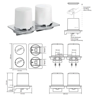 Dobbelte Sæbedispenser <strong>Cendre</strong>  Krom Blank 200 ml