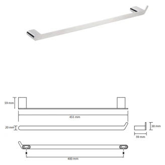 Håndklædestang <strong>Cendre</strong>  Krom Blank 40 cm