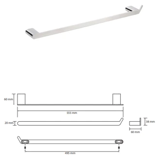 Håndklædestang <strong>Cendre</strong>  Krom Blank 50 cm