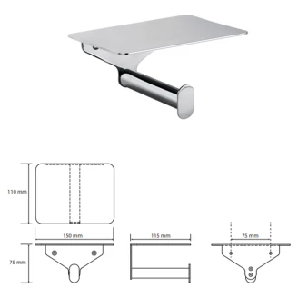 Toiletrulleholder med Hylde <strong>Cendre</strong>  Krom Blank