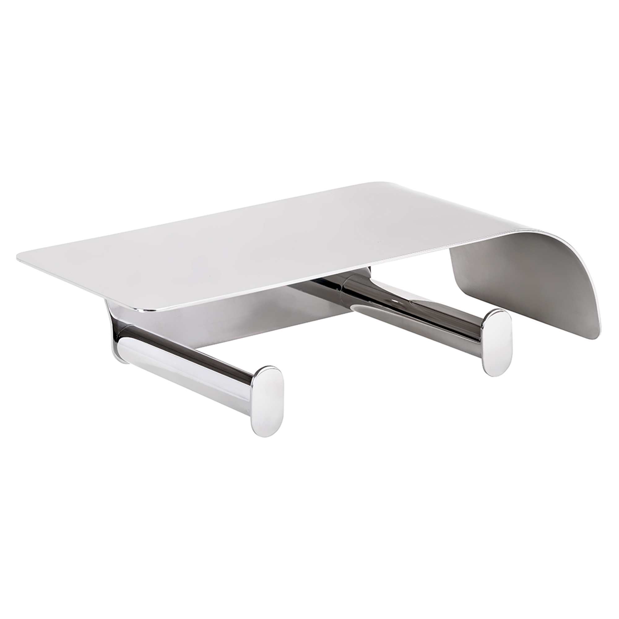 Dobbelte Toiletrulleholder med Hylde Cendre Krom Blank