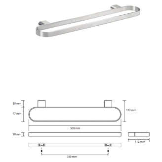 Dobbelte Håndklædestang <strong>Cendre</strong>  Krom Blank 50 cm