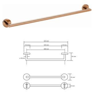 Håndklædestang <strong>Salina</strong>  Guld Kobber Blank 60 cm
