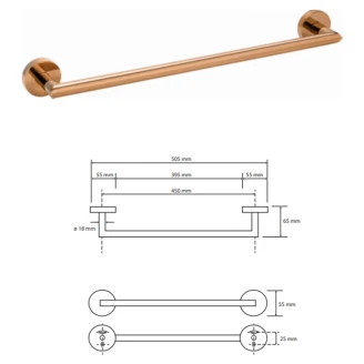 Håndklædestang <strong>Salina</strong>  Guld Kobber Blank 45 cm