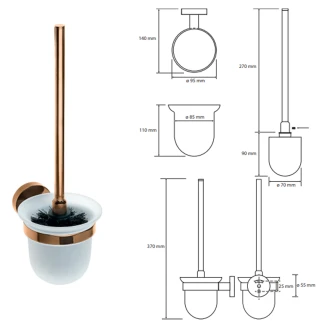 Vægmonteret Toiletbørste <strong>Salina</strong>  Guld Kobber Blank