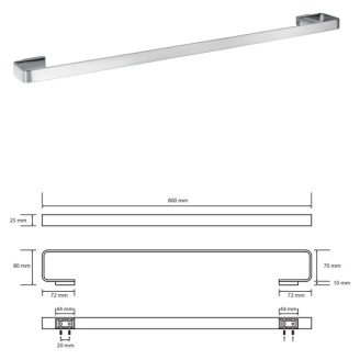 Håndklædeholder <strong>Fleurette</strong>  Krom Blank 80 cm