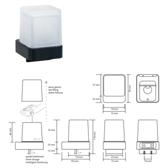 Sæbedispenser <strong>Cavelle</strong>  Sort Matt 250 ml