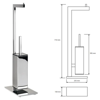 Fritstående Toiletrulleholder med Toiletbørste <strong>Edris</strong>  Krom Blank