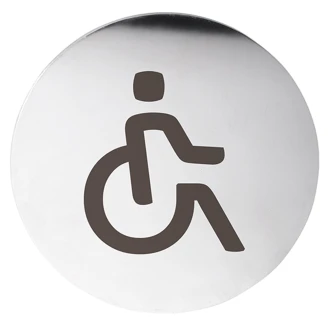 Handicaptoilet Piktogram 8x8 cm Krom Blank Rund
