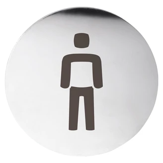 Herretoilet Piktogram 8x8 cm Krom Blank Rund