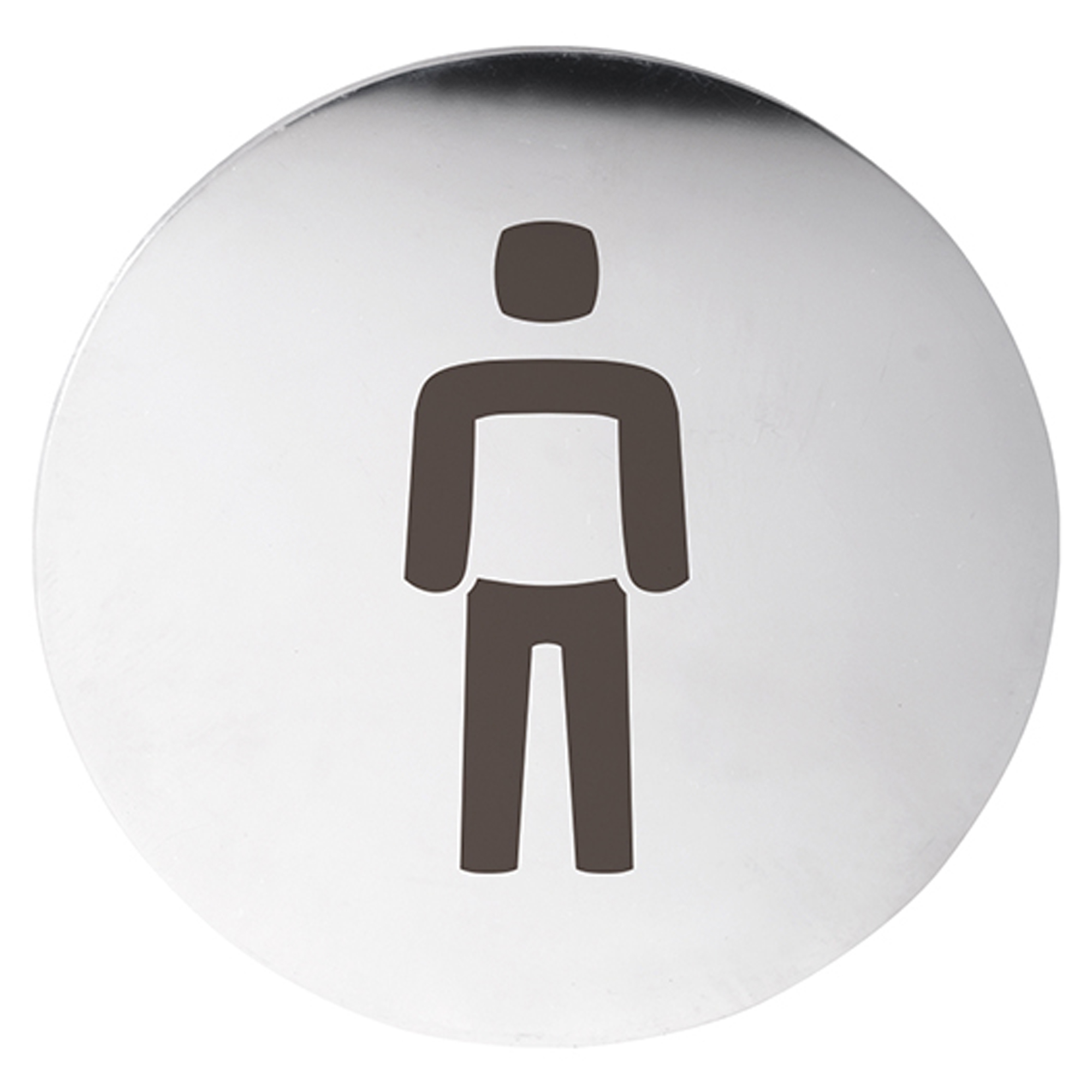 Herretoilet Piktogram 8x8 cm Krom Blank Rund