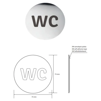 WC Piktogram 8x8 cm Krom Blank Rund