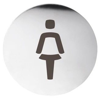 Dametoilet Piktogram 8x8 cm Krom Blank Rund