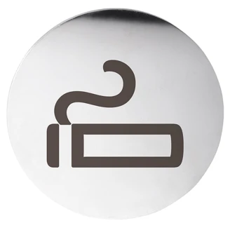 Rygning Piktogram 8x8 cm Krom Blank Rund