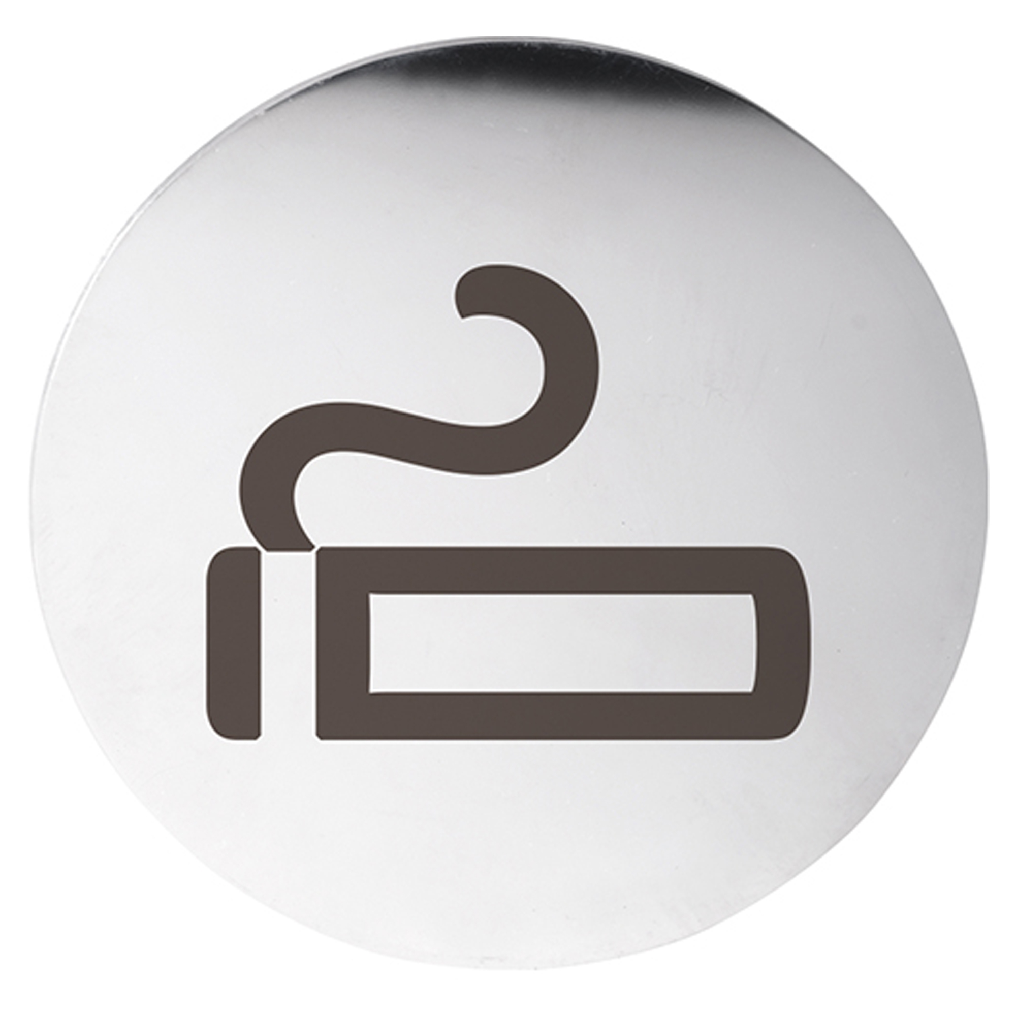 Rygning Piktogram 8x8 cm Krom Blank Rund