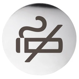 Rygning Forbudt Piktogram 8x8 cm Krom Blank Rund