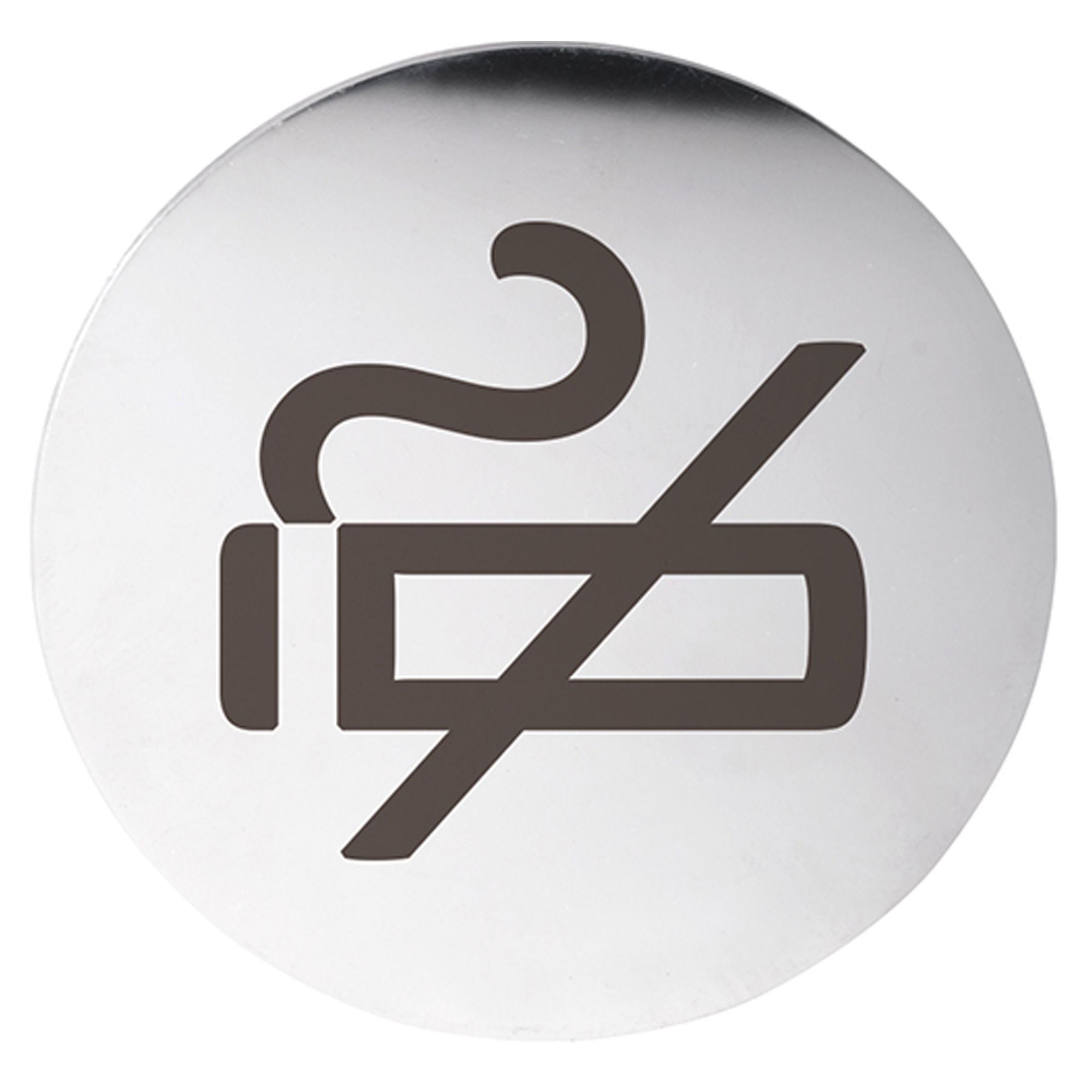 Rygning Forbudt Piktogram 8x8 cm Krom Blank Rund