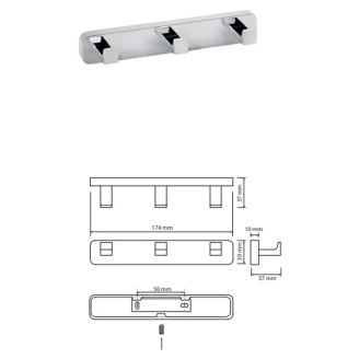 Knagterække med 3 Knager <strong>Zave</strong>  Krom Blank