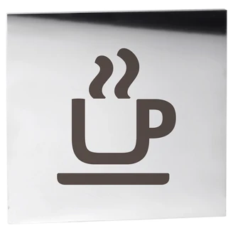 Café Piktogram Krom Mat Firkantet
