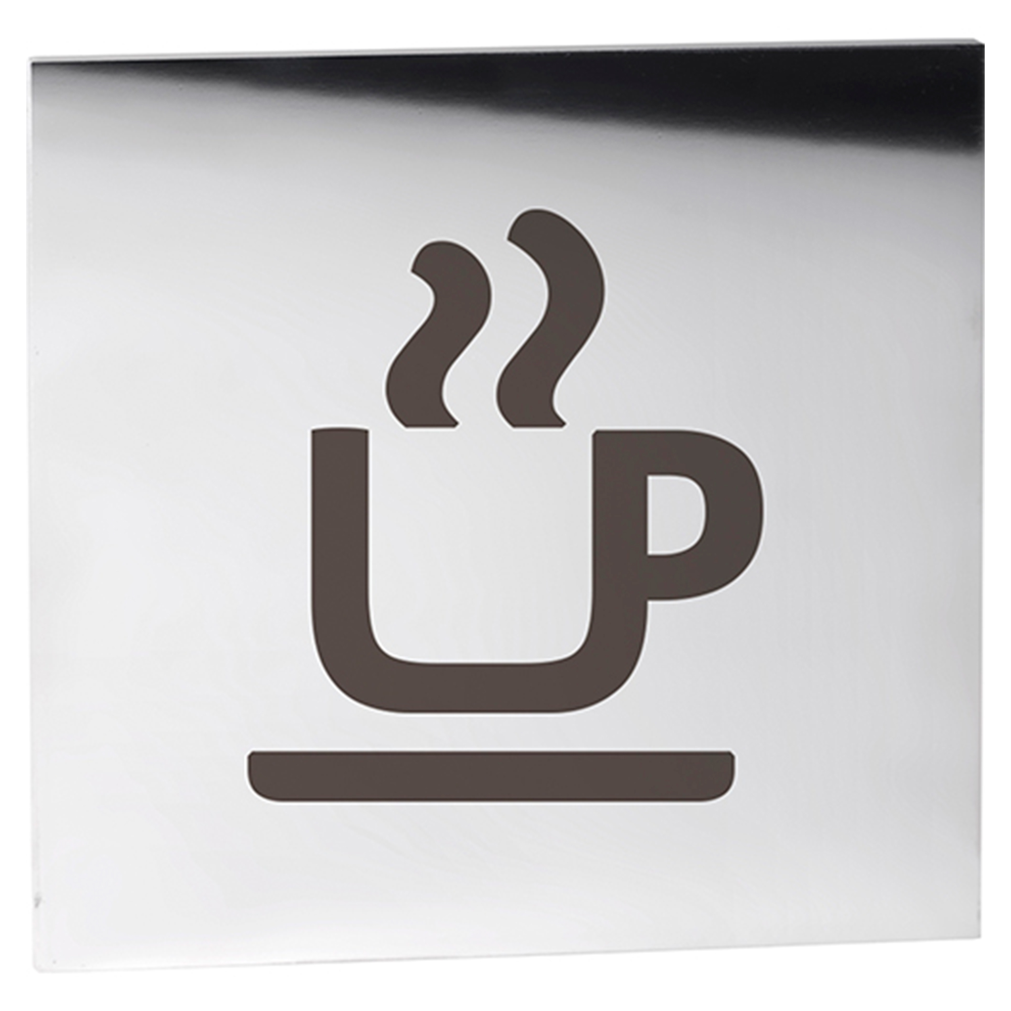 Café Piktogram Krom Mat Firkantet