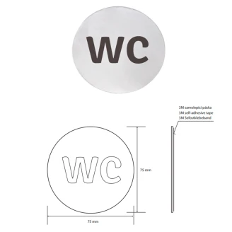 WC Piktogram 8x8 cm Krom Mat Rund