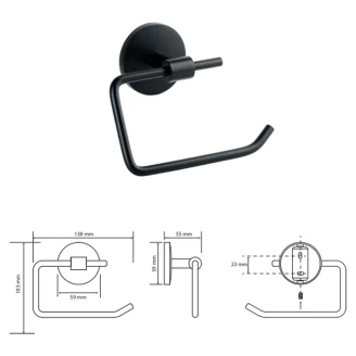 Toiletrulleholder uden Låg <strong>Atoll</strong>  Sort Mat