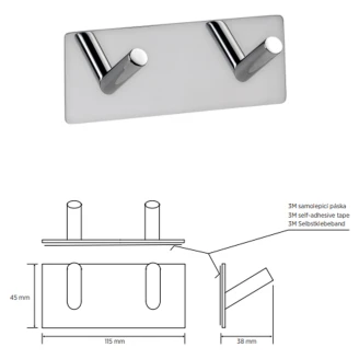Knagterække med 2 Knager <strong>Civio</strong>  Krom Blank