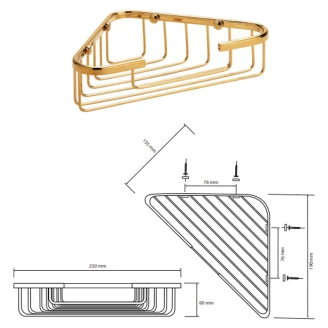 Hjørnebadeværelseshylde <strong>Salina</strong>  Guld Blank