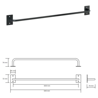 Håndklædestang <strong>Civio</strong>  Sort Mat 60 cm