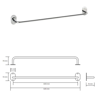 Håndklædestang <strong>Civio</strong>  Krom Blank 60 cm