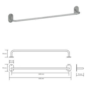 Håndklædestang <strong>Civio</strong>  Krom Mat 60 cm
